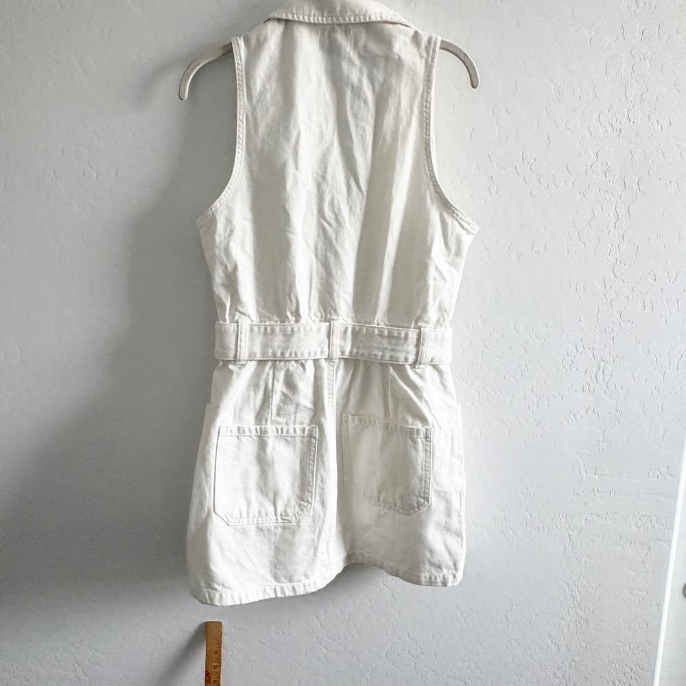Show Me Your Mumu Oxford Tank Dress Seasalt White Belted Zip Front Mini Medium - Picture 2 of 8